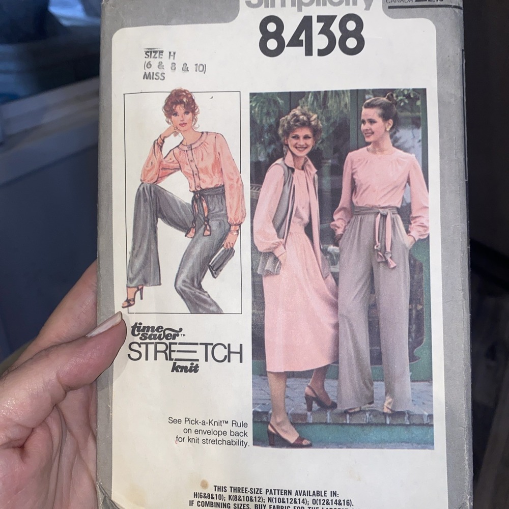 Vintage 1978 Simplicity 8438 Outfit Pattern Misses Size 6-10 Blouse Pants Vest